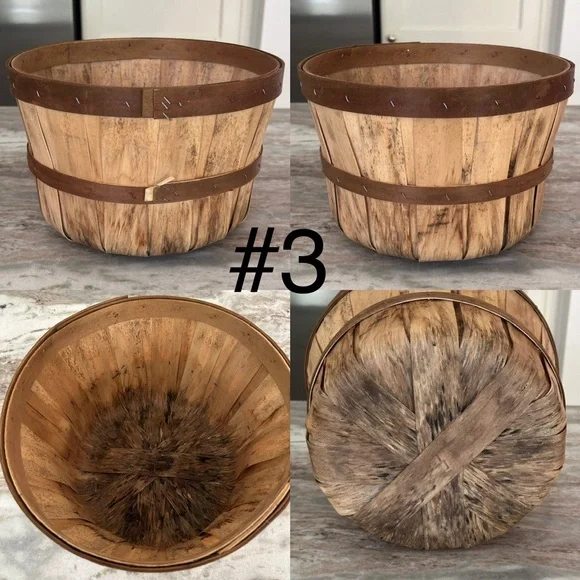Set of 5 Fall Harvest Rustic Wooden Bushel Baskets- Fall Planter / Apple Picking - Picture 11 of 13